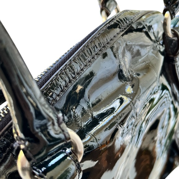 𝐂𝐨𝐥𝐞 𝐇𝐚𝐚𝐧 Dome Satchel Large Handbag Deep Blue Patent Leather - Picture 6 of 11